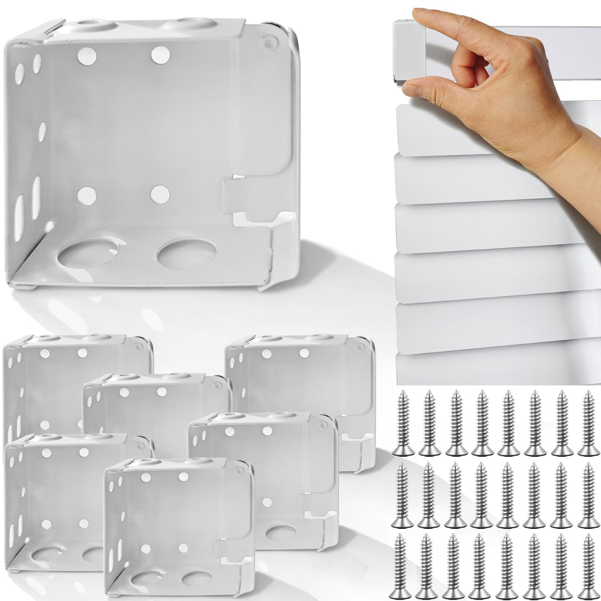 2PCS Mini Blind Brackets, Metal Window Blind Brackets, 2 inch White Window Blinds Headrail Holder Bracket for High Profile Blinds