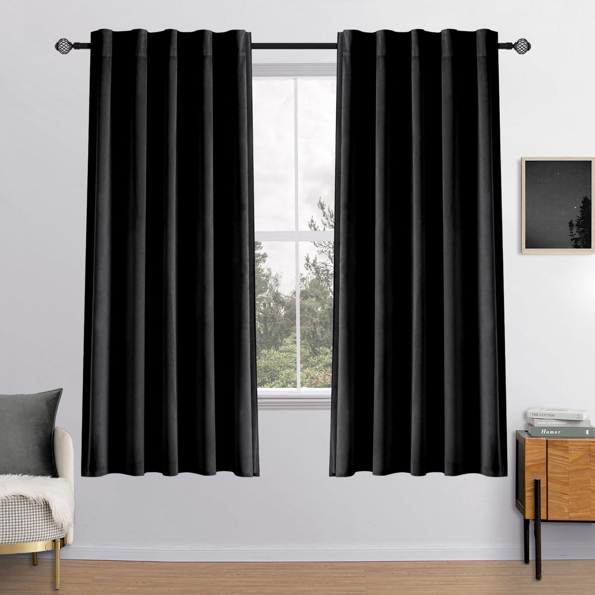 MIULEE Gold Velvet Curtains 52x84 inches Luxury Blackout Curtains