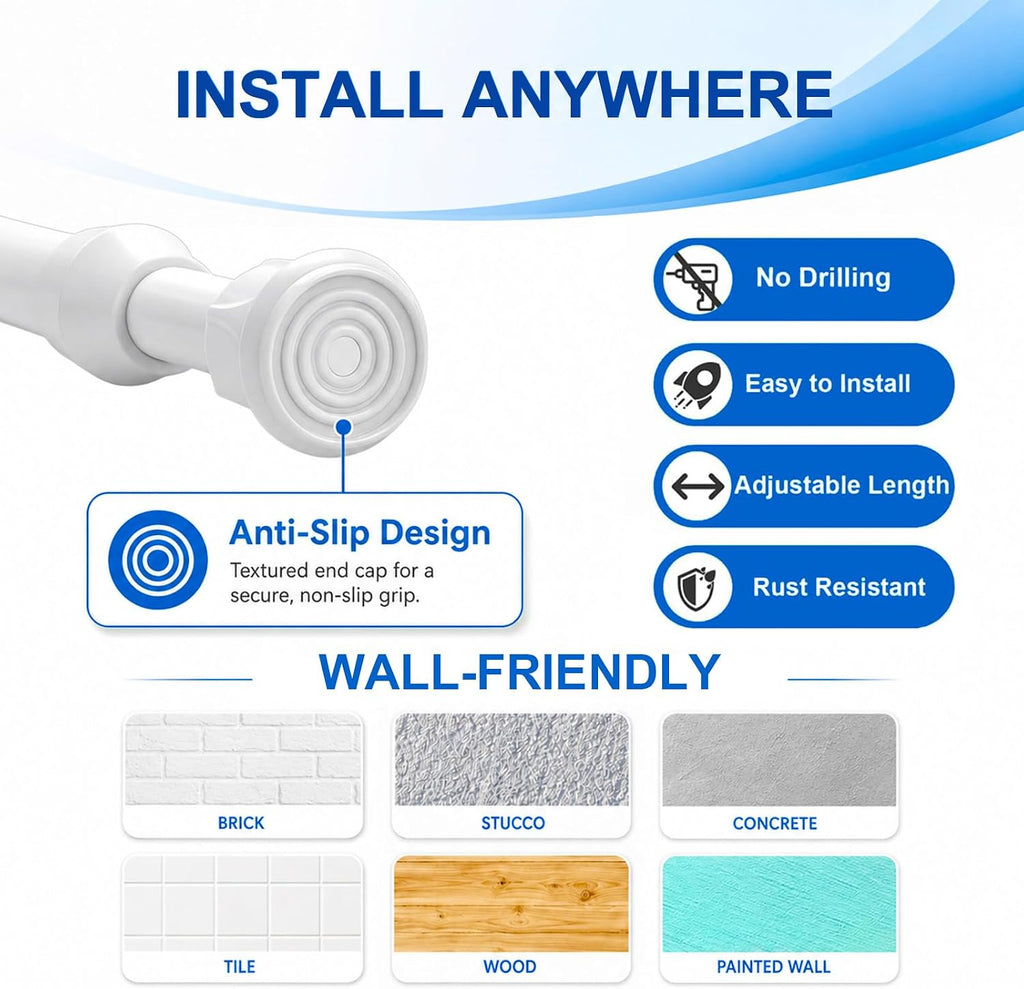 2 Pack Small Tension Curtain Rod, Short Adjustable Extendable