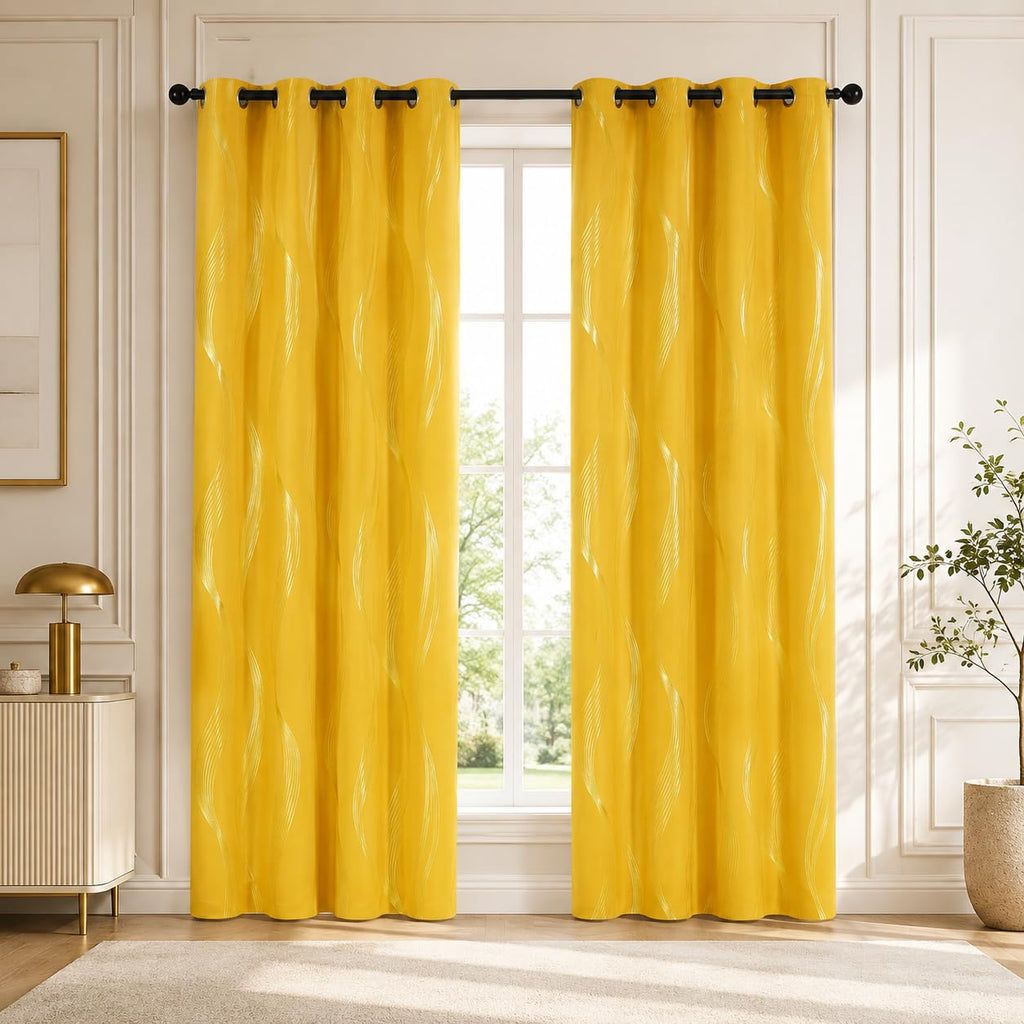 Deconovo Curtains for Living Room, Pattern Blackout Curtains 84 Inches Long