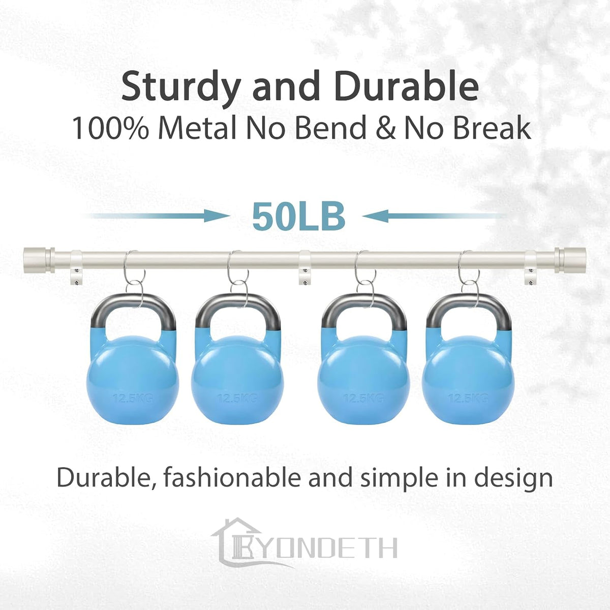 Byondeth Curtain Rods for Windows 16 to 88 Inches Adjustable Length 1 Inch Diameter Window Curtain Rod with Aluminium End Cap, Brushed Nickel