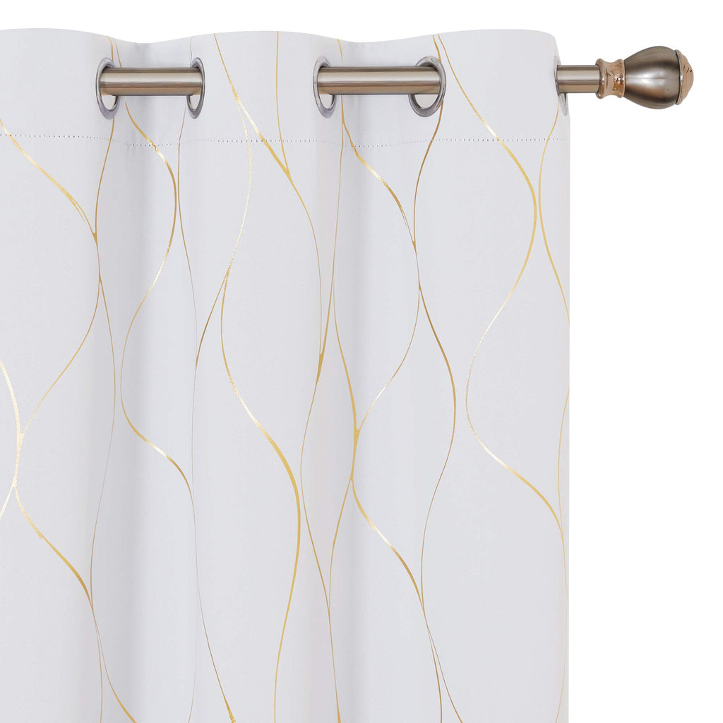 Deconovo Curtains for Living Room, Pattern Blackout Curtains 84 Inches Long