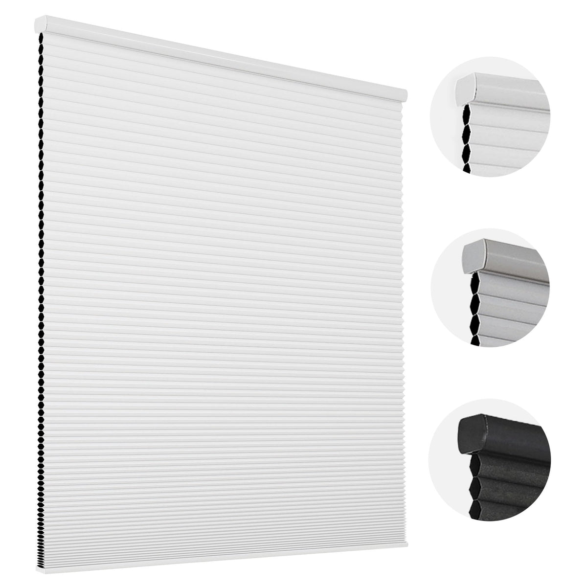 Joydeco No Drill Cordless Blackout Cellular Shades, 35" W x 64" H, Grey
