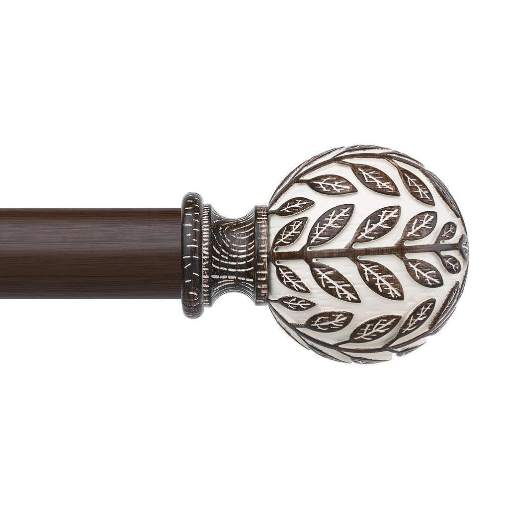 Curtain Rod 36-122 Inch, Boho Wood 1 Inch Curtain Rods for Windows