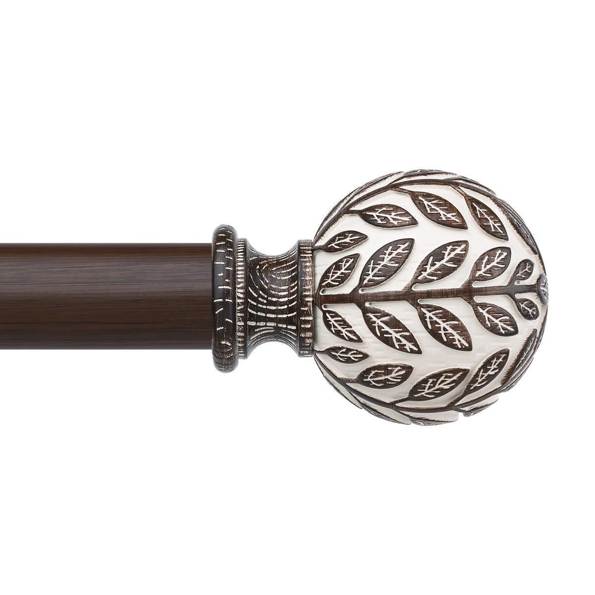 Curtain Rod 36-122 Inch, Boho Wood 1 Inch Curtain Rods for Windows