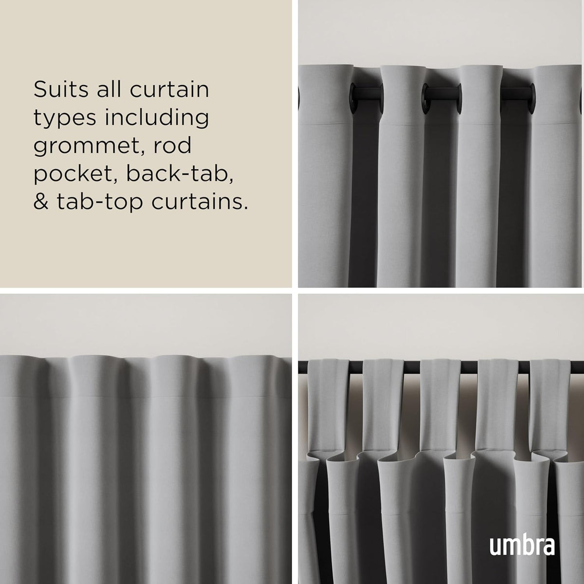Umbra Twilight Double Curtain Rod, Wrap Around, 30 to 84 Inches, Black
