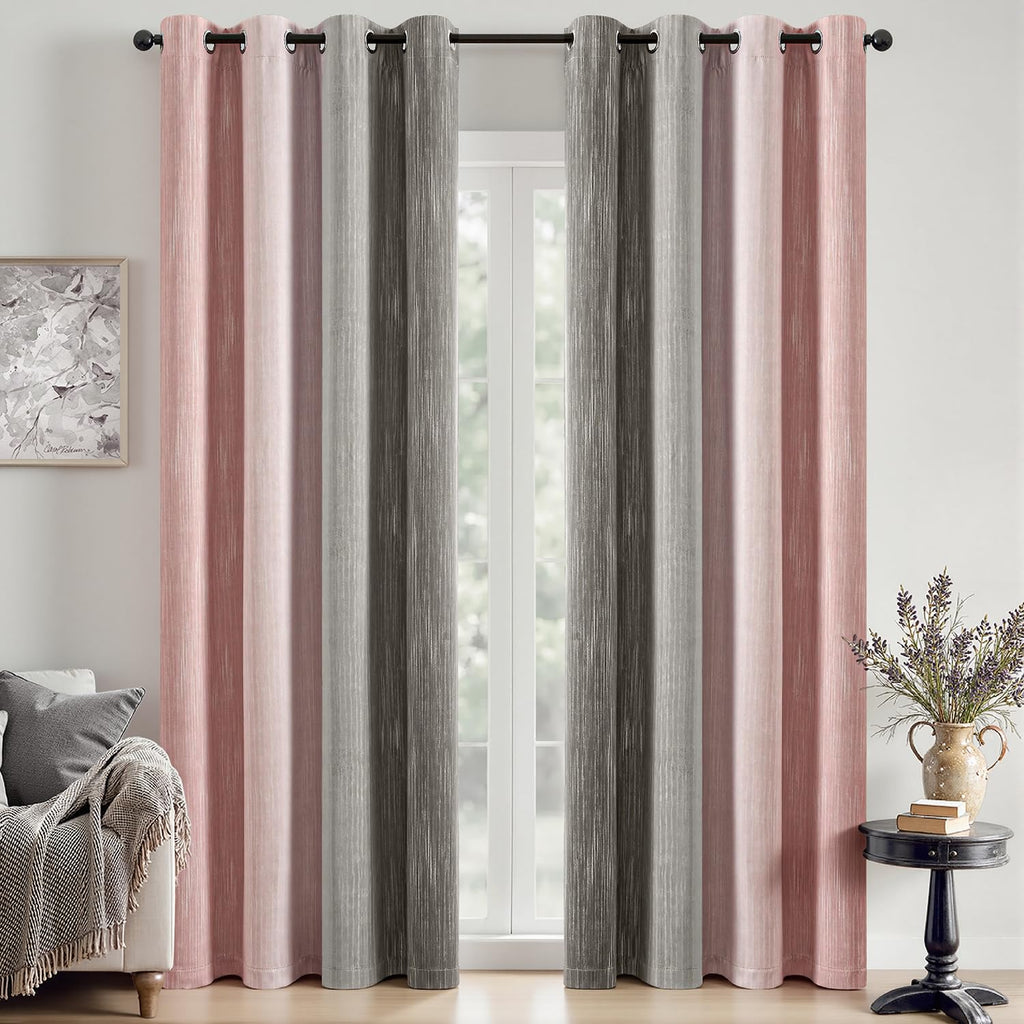 MIULEE Navy Blue and Greyish White Ombre Blackout Curtains 52Wx84L Set of 2