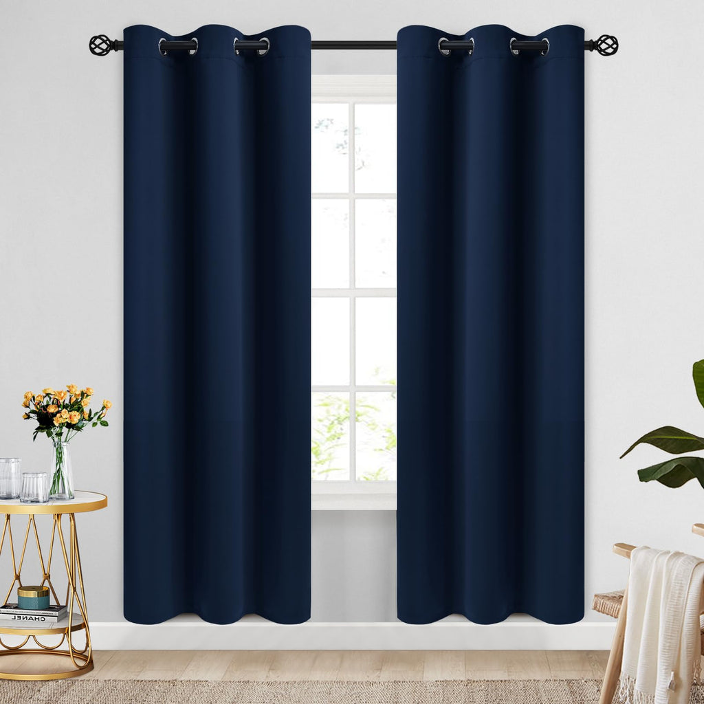 COSVIYA Grommet Blackout Room Darkening Navy Blue Curtains 84 inch Length