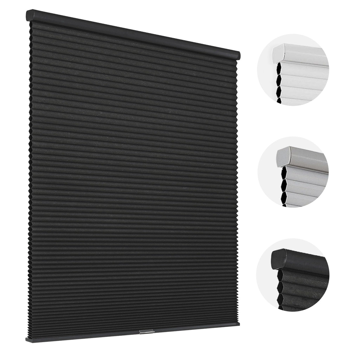 Joydeco No Drill Cordless Blackout Cellular Shades, 35" W x 64" H, Grey