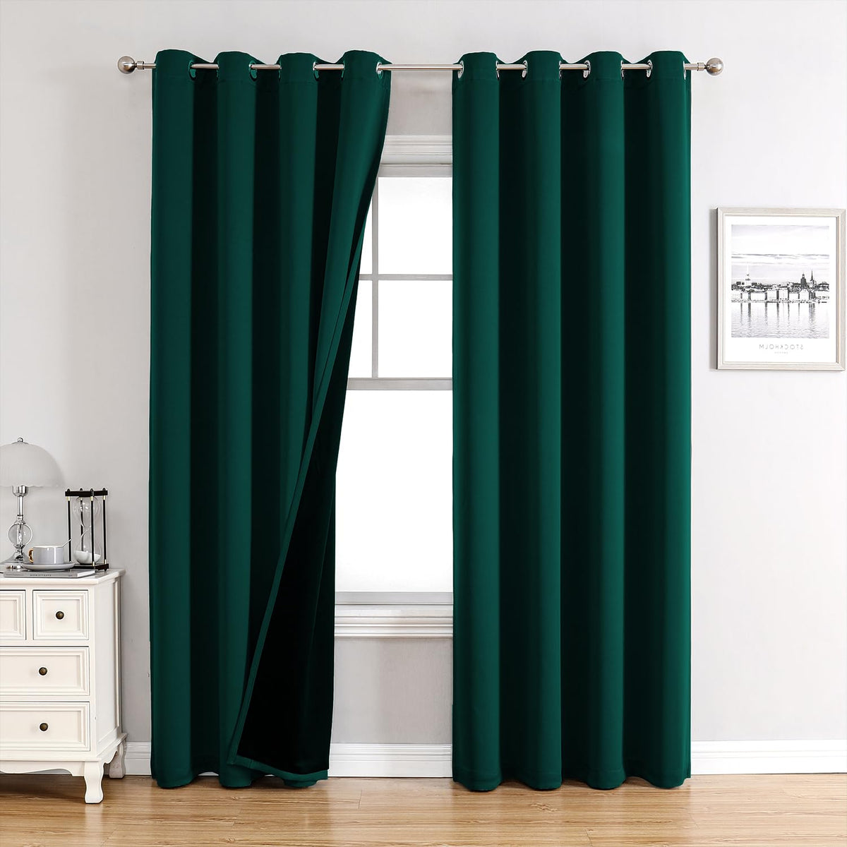 ChrisDowa 100% Blackout Curtains for Bedroom 63 Inches Long 2 Panels Set