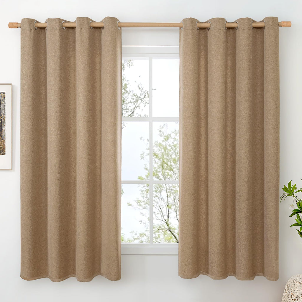 BGment Oatmeal Linen Curtains 84 Inch Length 2 Panels Set for Living Room