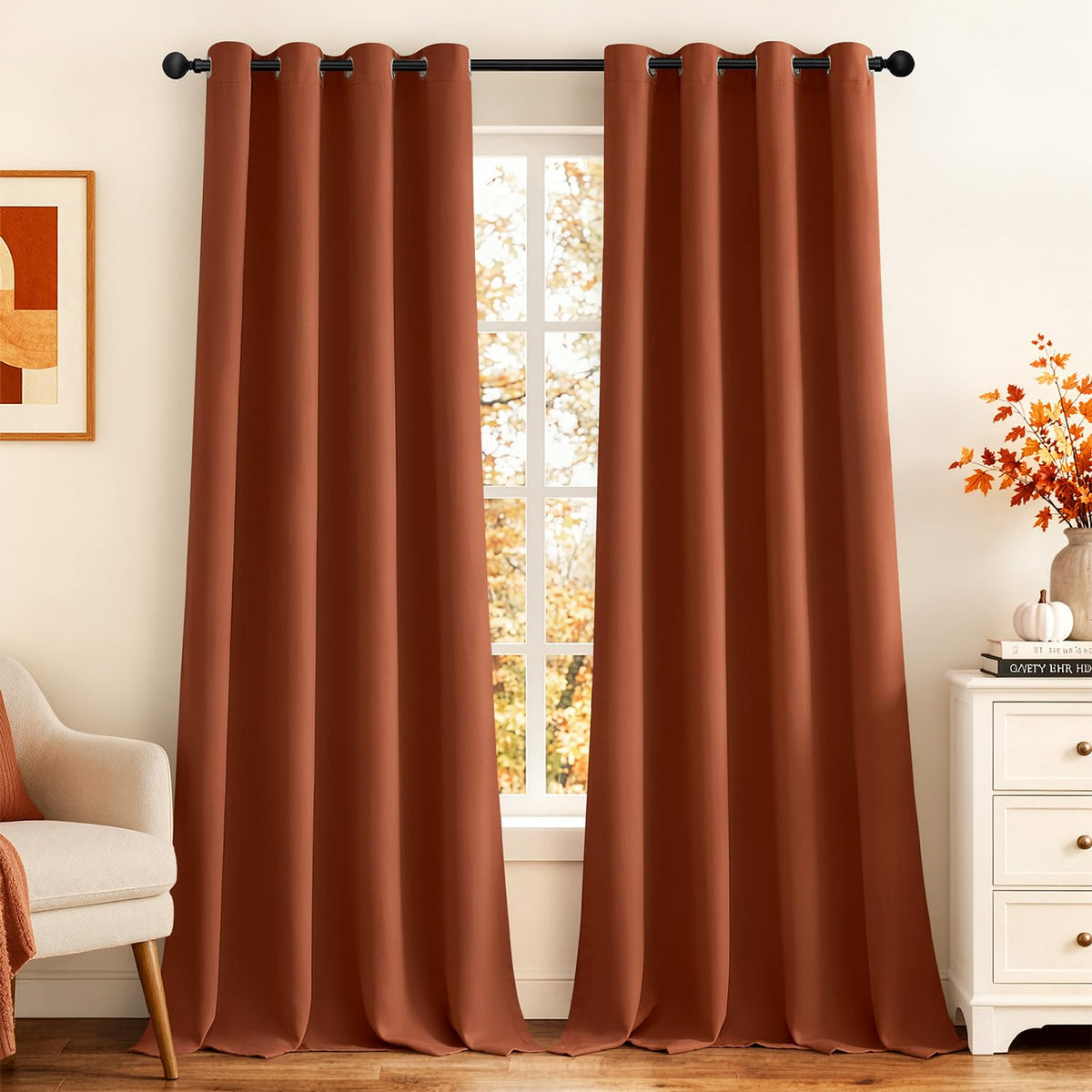 MIULEE Olive Blackout Bedroom Curtains Drapes 84 Inch Long 52"x84"