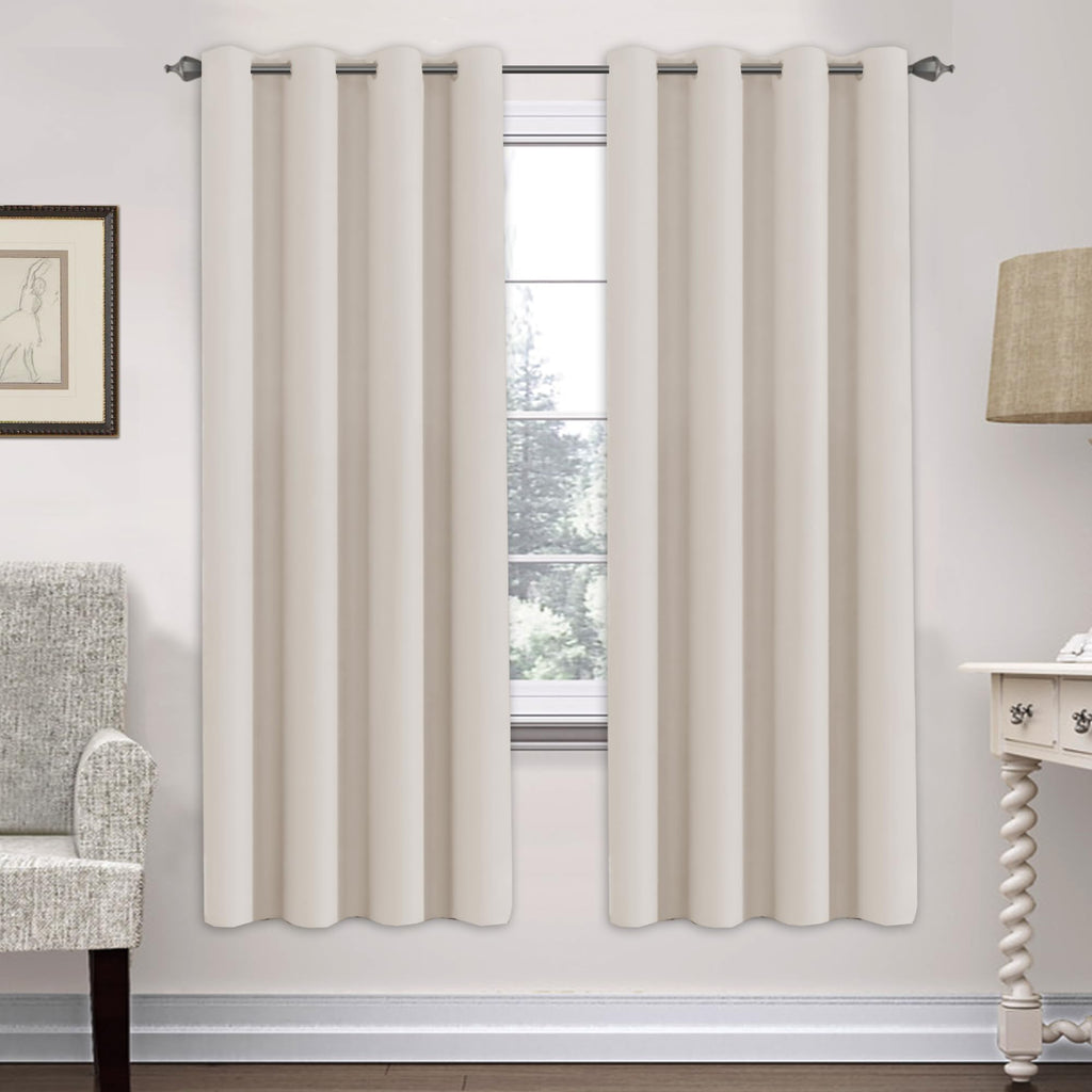H.VERSAILTEX Blackout Curtains for Bedroom Thermal Insulated Room Darkening Living Room Curtains 63 Inch Long Grommet Privacy Protection Window Curtain Panels/Drapes for Nursery,2 Panels,Ivory/Cream