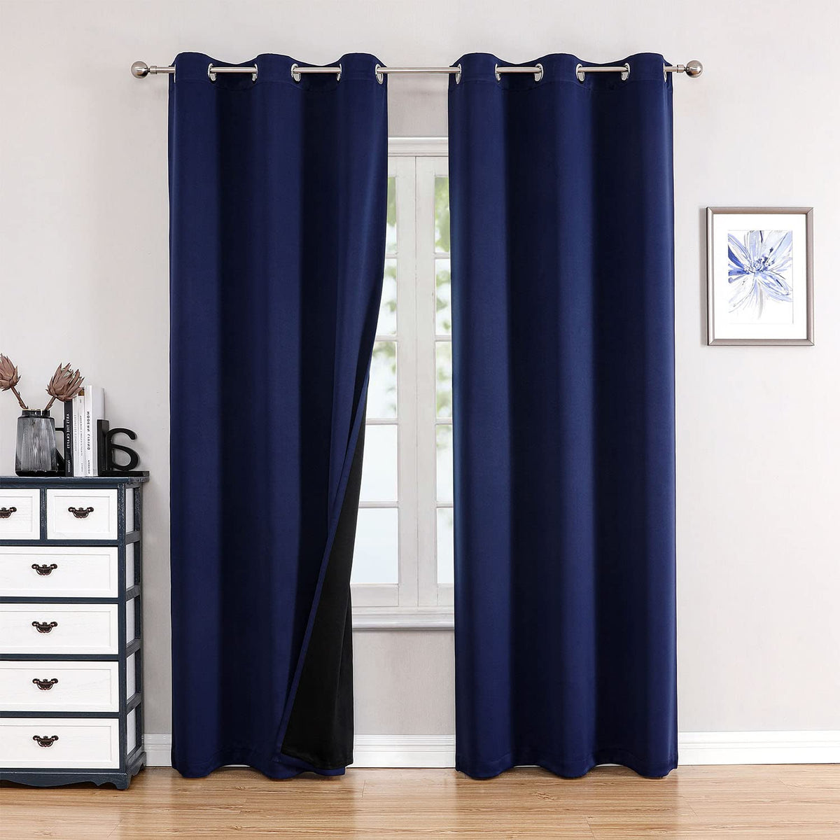 ChrisDowa 100% Blackout Curtains for Bedroom 63 Inches Long 2 Panels Set