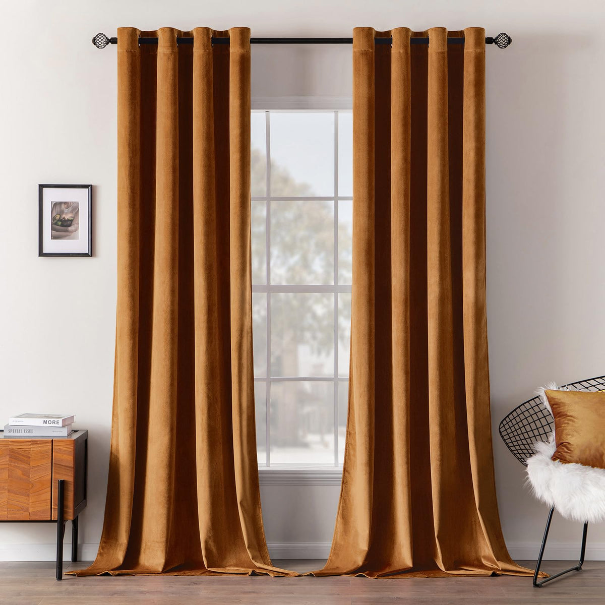 MIULEE Velvet Blackout Curtains Olive Green 52 x 96 Inch Length 2 Panels