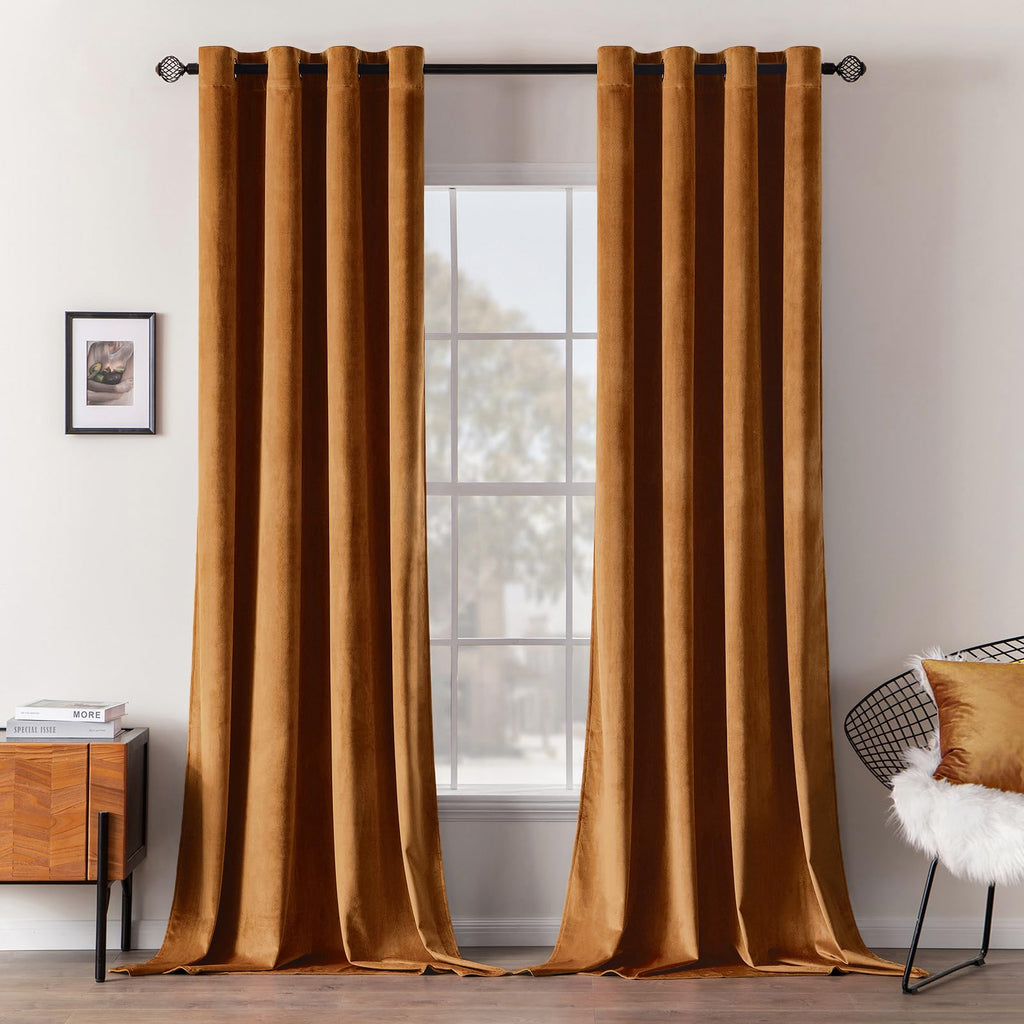 MIULEE Velvet Blackout Curtains Olive Green 52 x 96 Inch Length 2 Panels