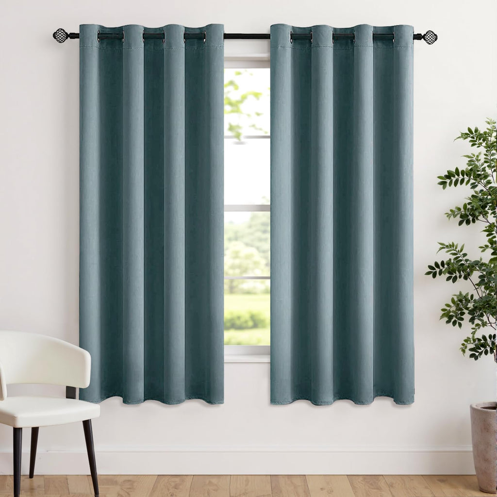 MIULEE Olive Blackout Bedroom Curtains Drapes 84 Inch Long 52"x84"