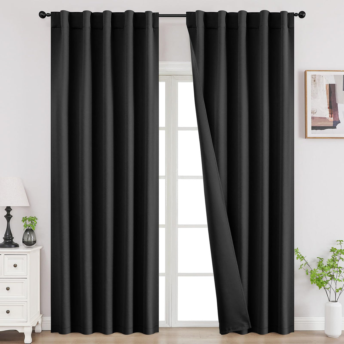 Joydeco Blackout Curtains 96 Inches Long, Thermal Insulated Black Out Curtains 2 Panels Set for Bedroom, Room Darkening Drapes for Living Room Window (W52 x L96 Inch, Navy Blue)