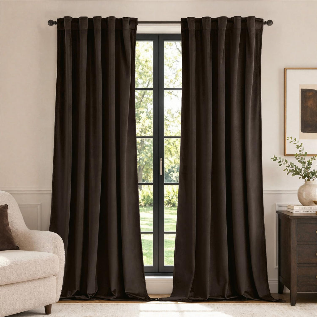 MIULEE Gold Velvet Curtains 52x84 inches Luxury Blackout Curtains