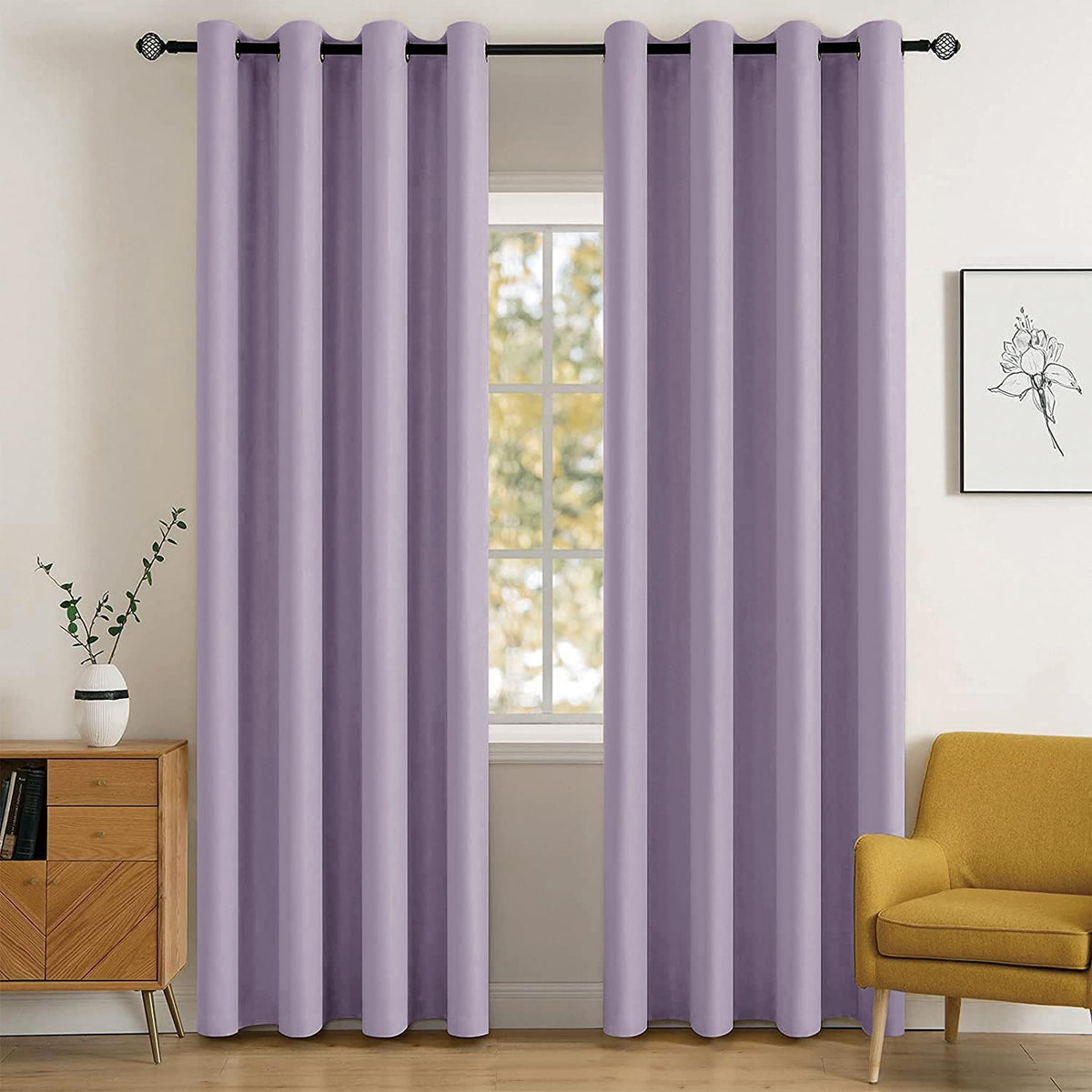 MIULEE Olive Blackout Bedroom Curtains Drapes 84 Inch Long 52"x84"