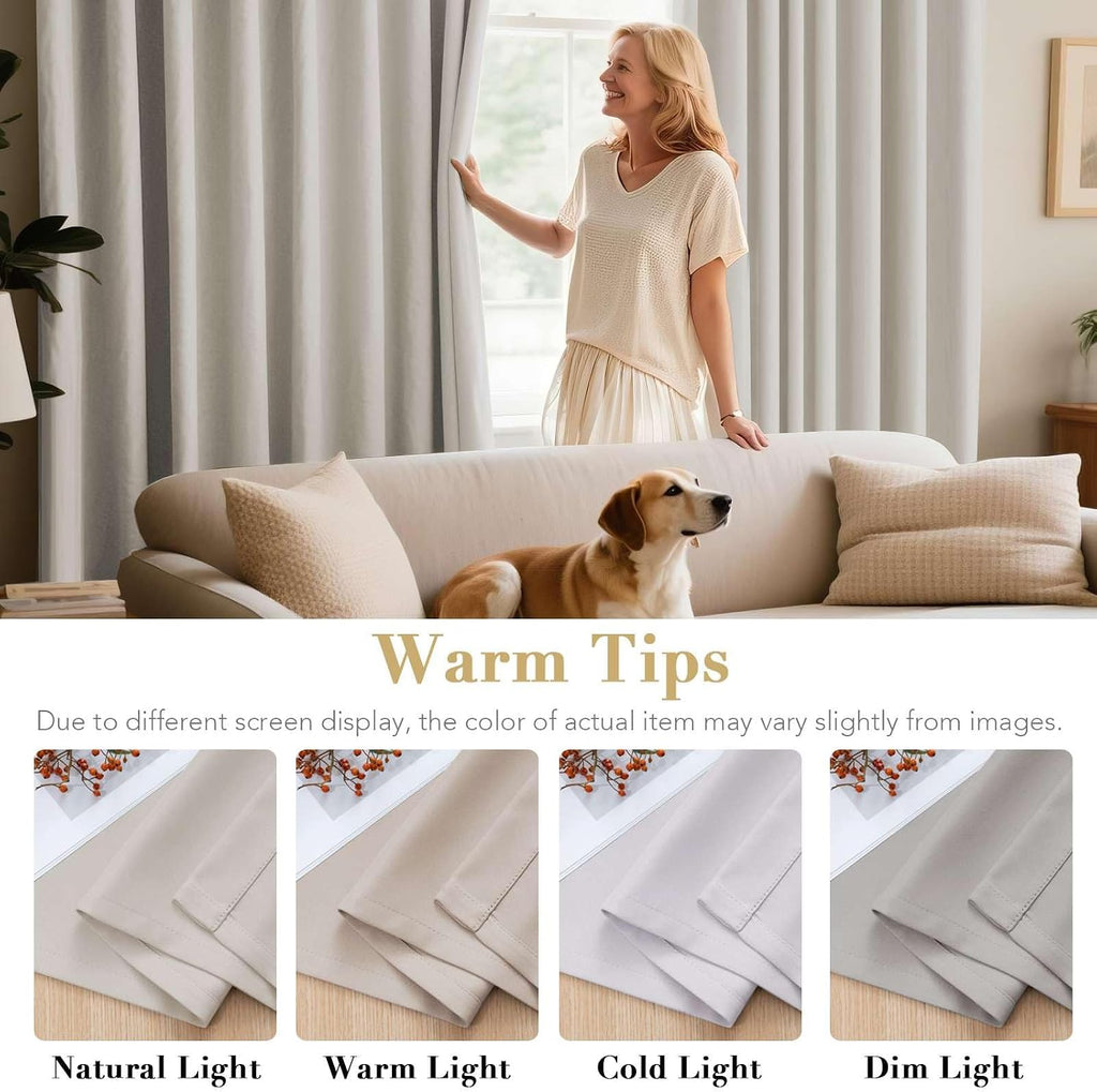 H.VERSAILTEX Blackout Curtains for Bedroom Thermal Insulated Room Darkening Living Room Curtains 63 Inch Long Grommet Privacy Protection Window Curtain Panels/Drapes for Nursery,2 Panels,Ivory/Cream