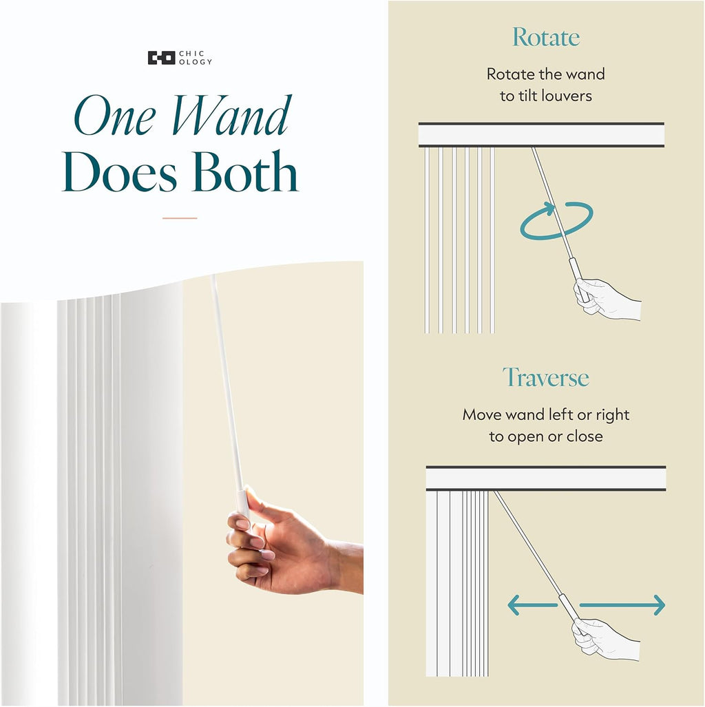 CHICOLOGY Vertical Blinds, Oxford White (Vinyl), 3.5" PVC, 78" W x 84" H