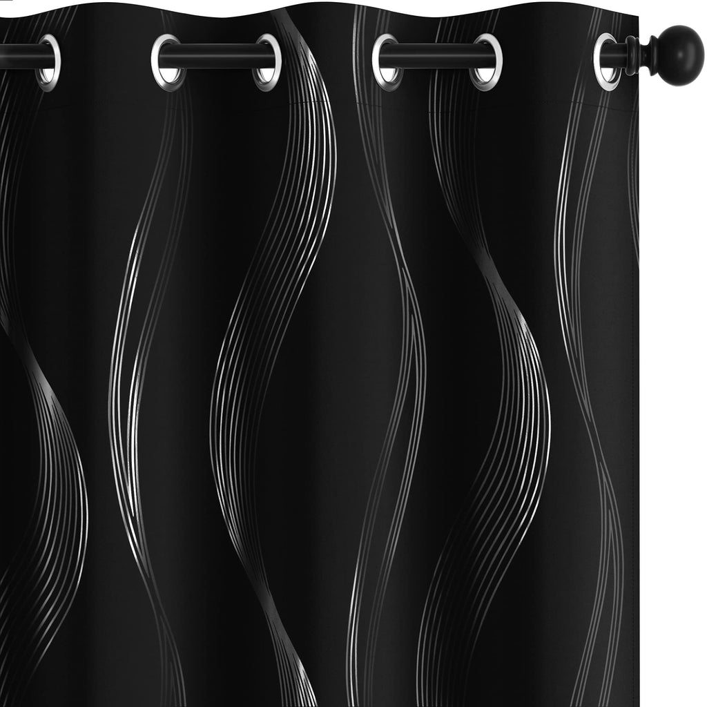 Deconovo Curtains for Living Room, Pattern Blackout Curtains 84 Inches Long