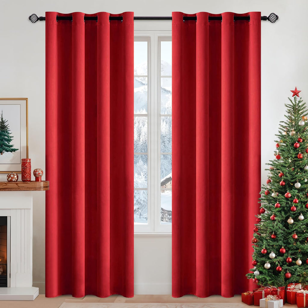 MIULEE Olive Blackout Bedroom Curtains Drapes 84 Inch Long 52"x84"