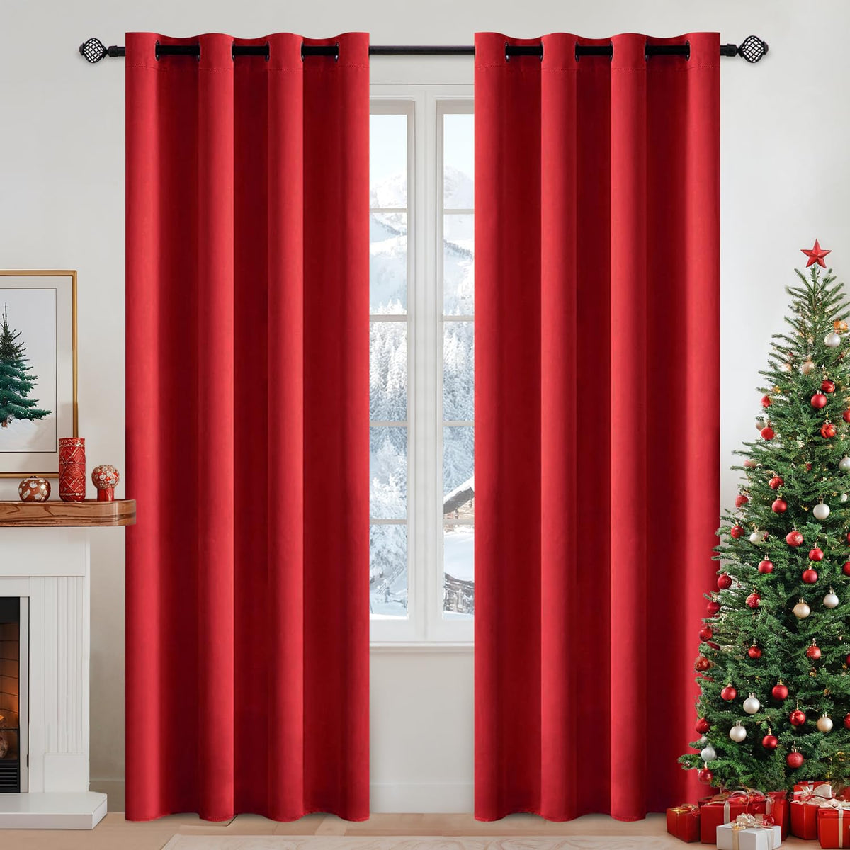 MIULEE Olive Blackout Bedroom Curtains Drapes 84 Inch Long 52"x84"