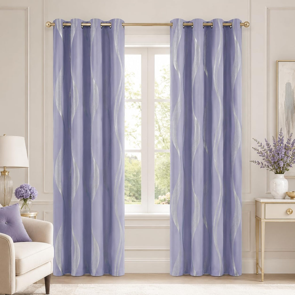 Deconovo Curtains for Living Room, Pattern Blackout Curtains 84 Inches Long