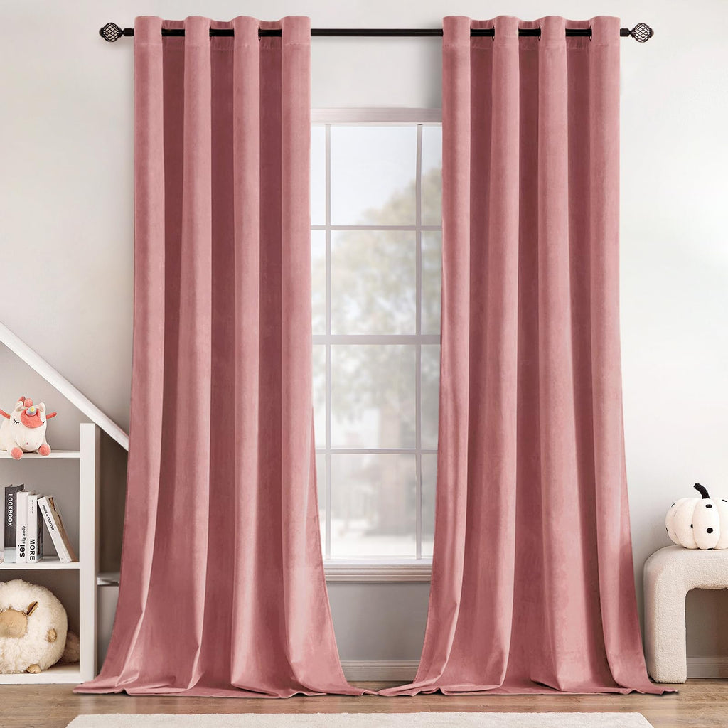 MIULEE Velvet Blackout Curtains Olive Green 52 x 96 Inch Length 2 Panels