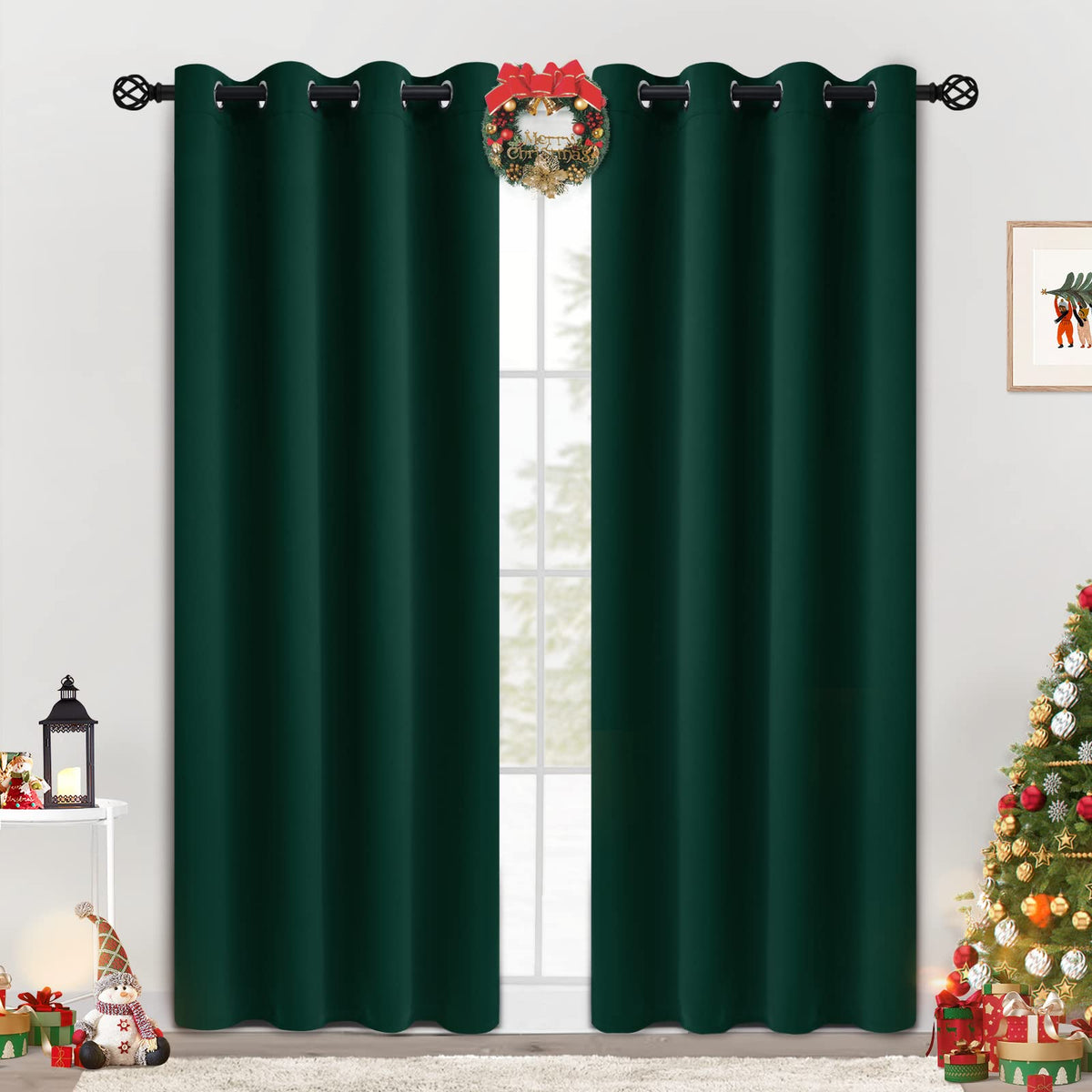 COSVIYA Grommet Blackout Room Darkening Navy Blue Curtains 84 inch Length