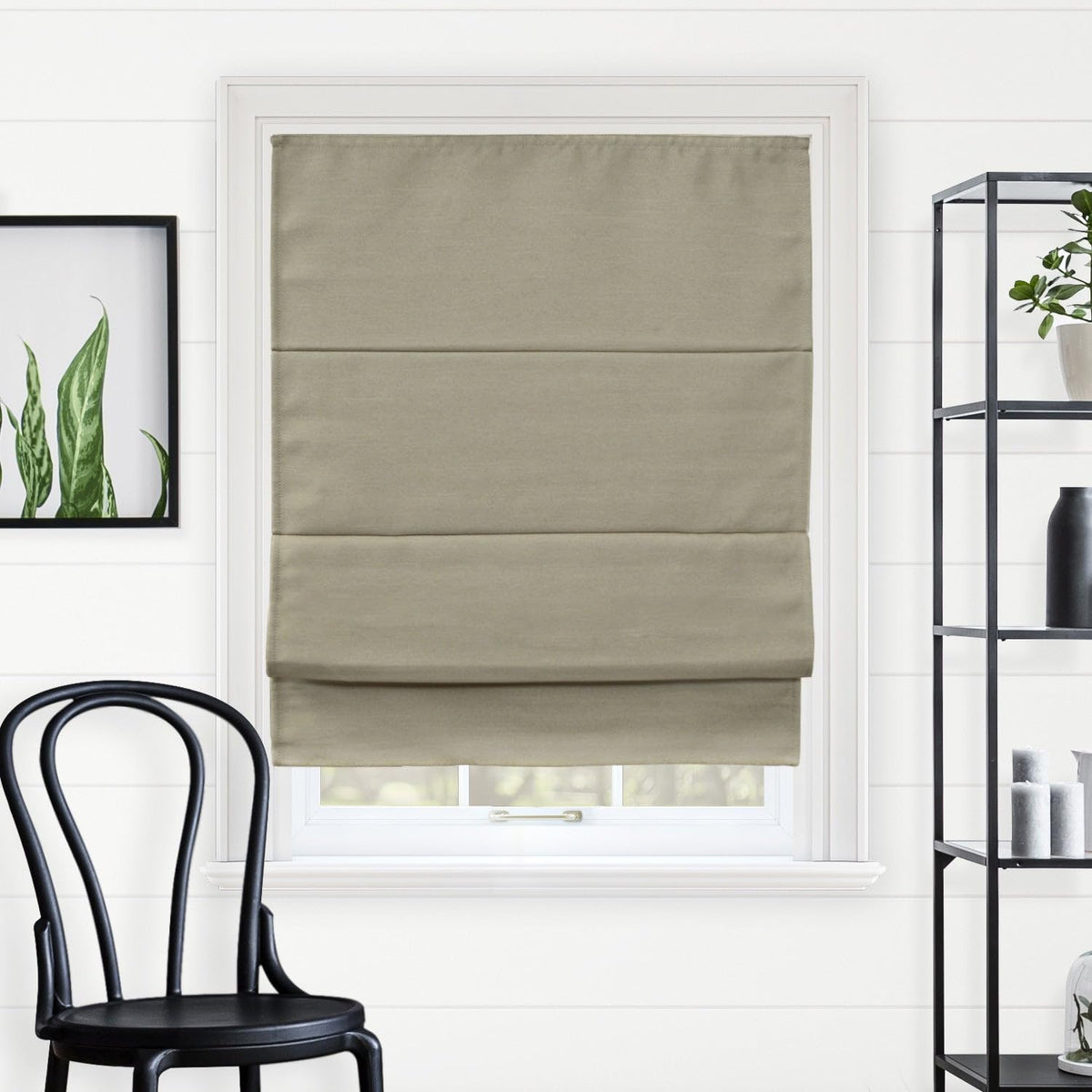 Chicology Cordless Roman Window Shade, Belgian Flax, 29"W x 64"H