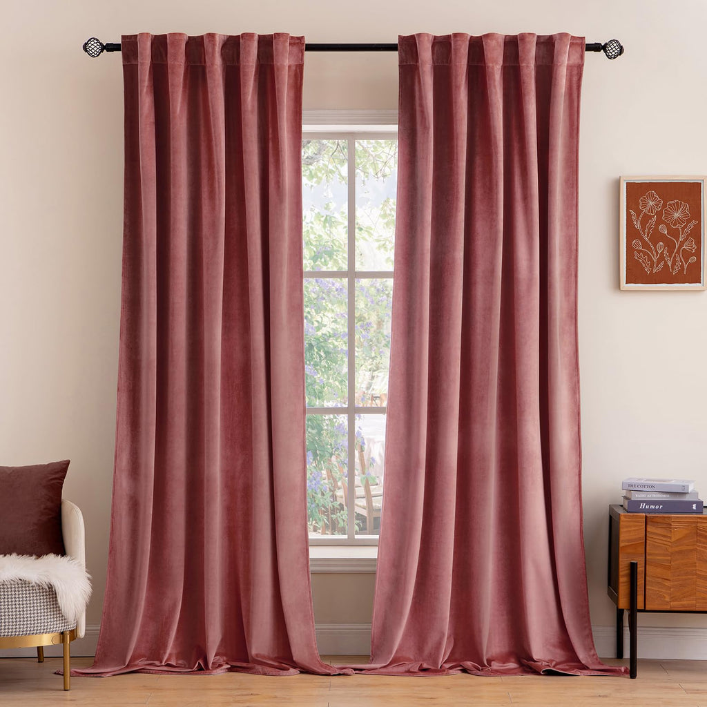MIULEE Gold Velvet Curtains 52x84 inches Luxury Blackout Curtains