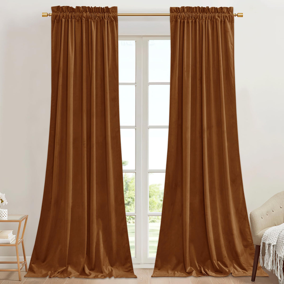 StangH Theater Red Velvet Curtains for Living Room Christmas Decor 2 Panels