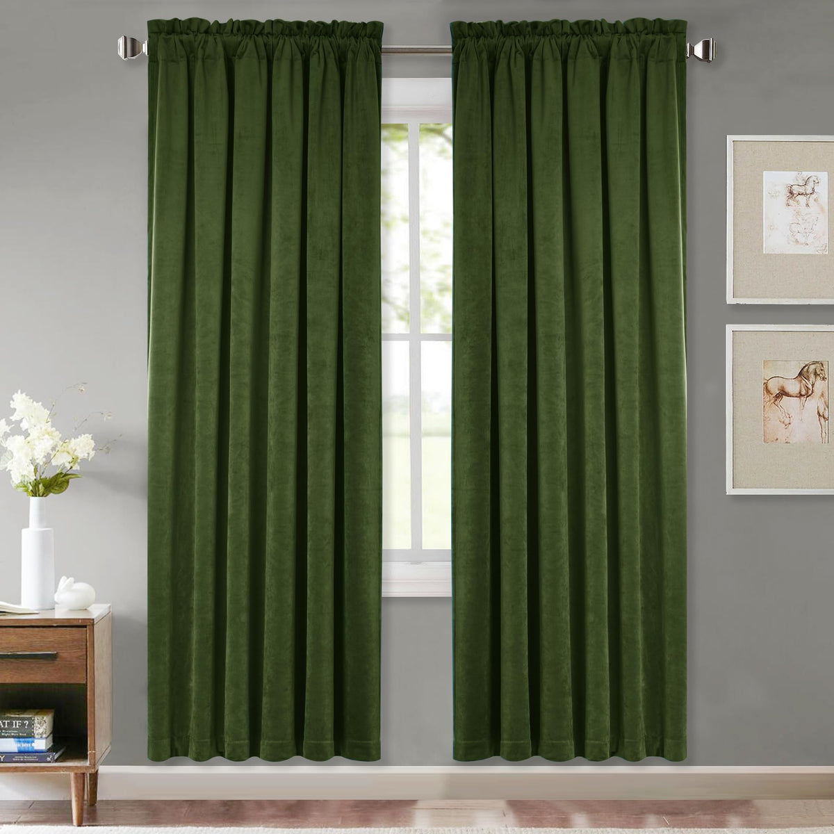 StangH Theater Red Velvet Curtains for Living Room Christmas Decor 2 Panels