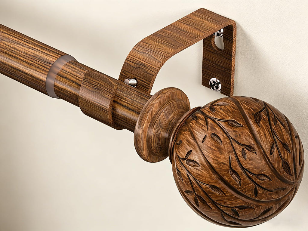 Wood Curtain Rods for Windows 18-45" Adjustable Window Treatment Rods