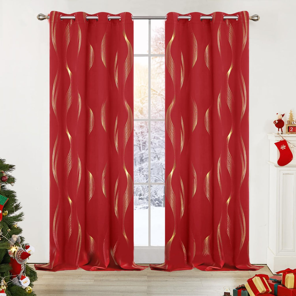 Deconovo Curtains for Living Room, Pattern Blackout Curtains 84 Inches Long