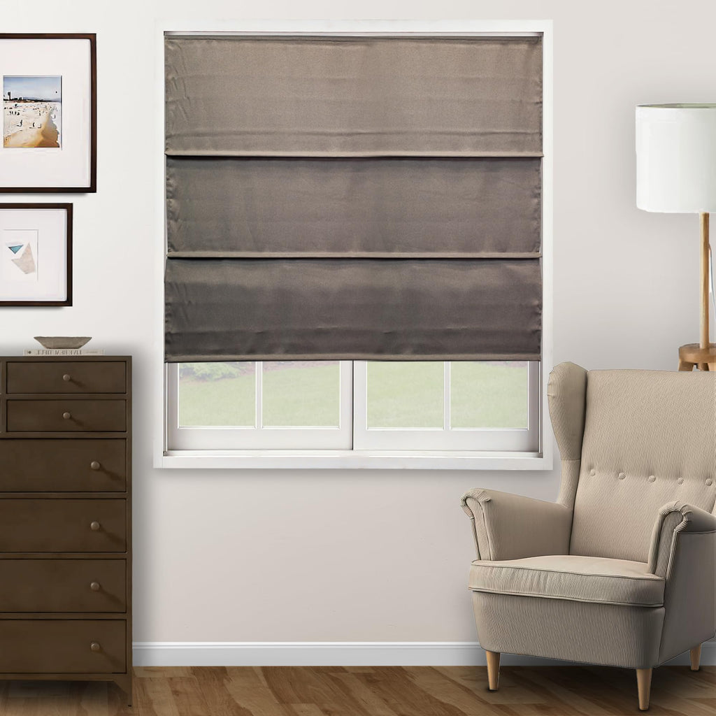 Chicology Cordless Roman Window Shade, Belgian Flax, 29"W x 64"H