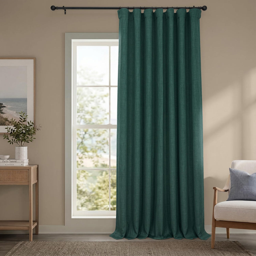Faux Linen Curtains for Living Room (1 Panel) - 50W X 108L, Birch Taupe