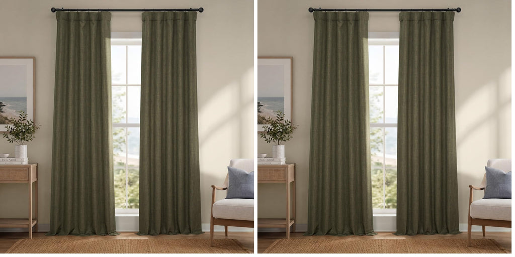 Faux Linen Curtains for Living Room (1 Panel) - 50W X 108L, Birch Taupe