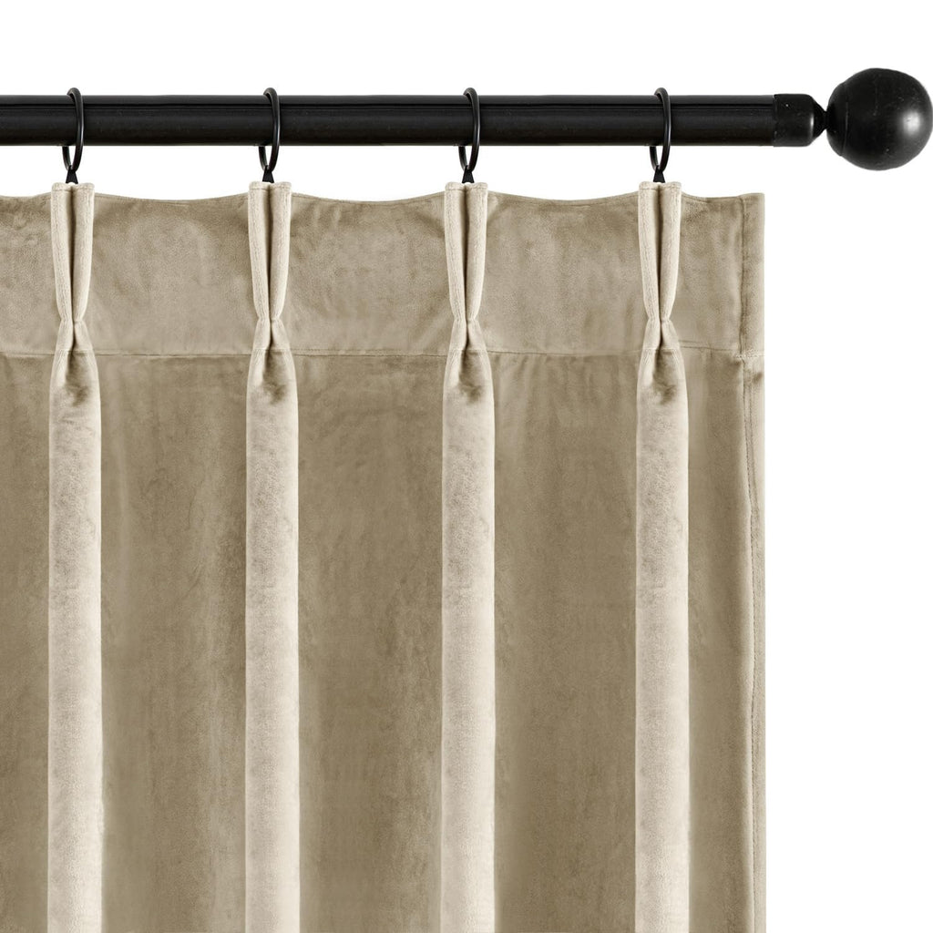 MIULEE Velvet Pinch Pleated Blackout Olive Green Curtains 40x96 Inches