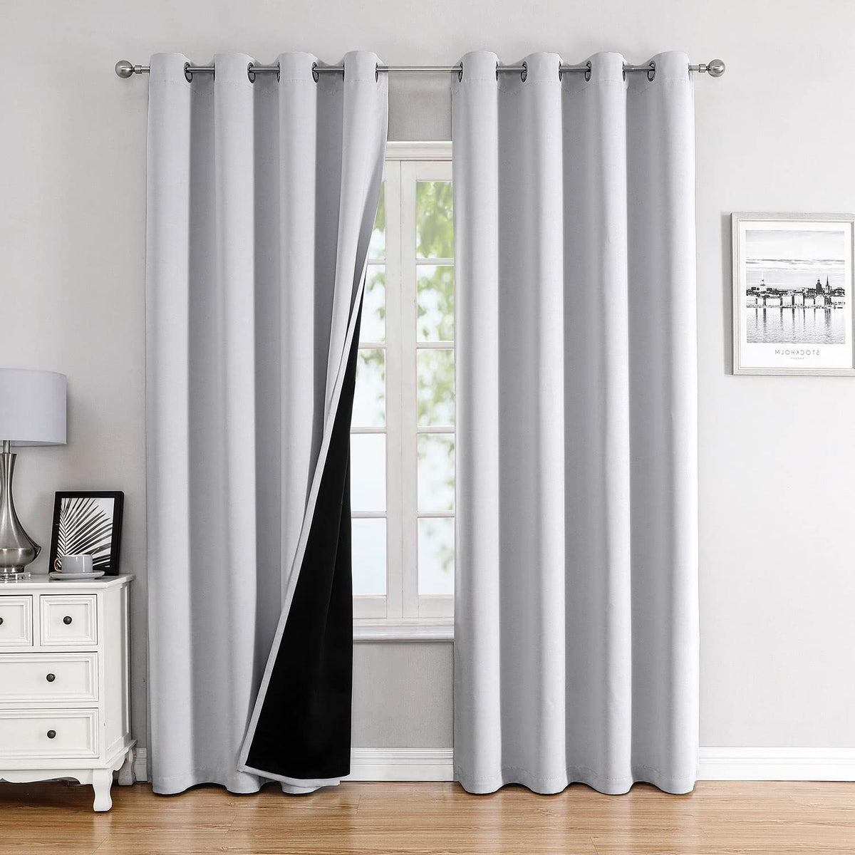 ChrisDowa 100% Blackout Curtains for Bedroom 63 Inches Long 2 Panels Set