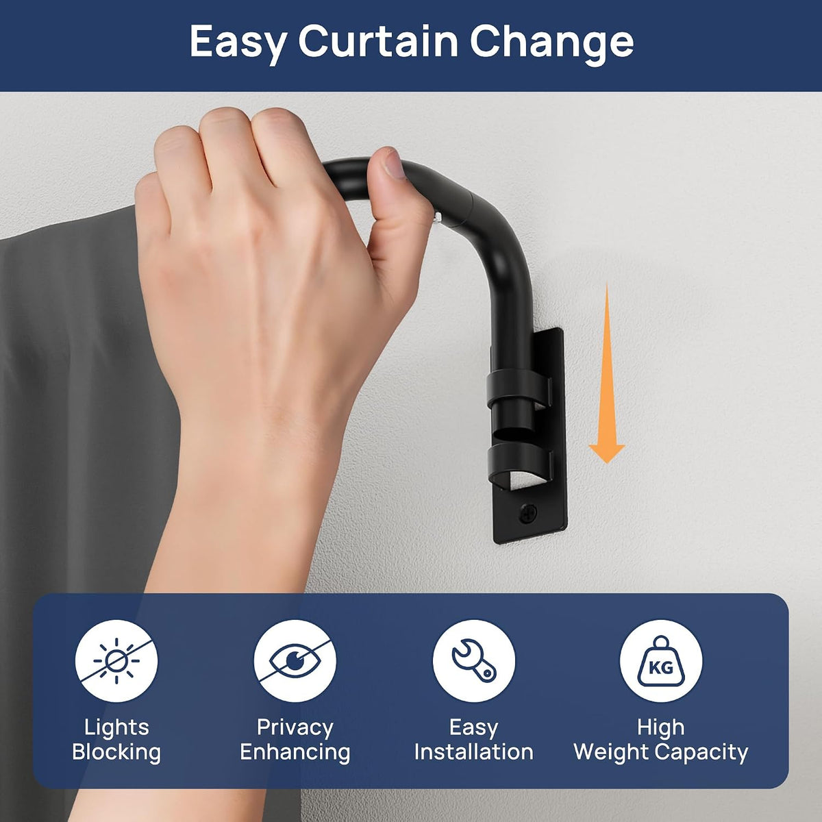 ENJOYBASICS 30-86" Wrap Around Curtain Rod, Quick Curtain Change, Black