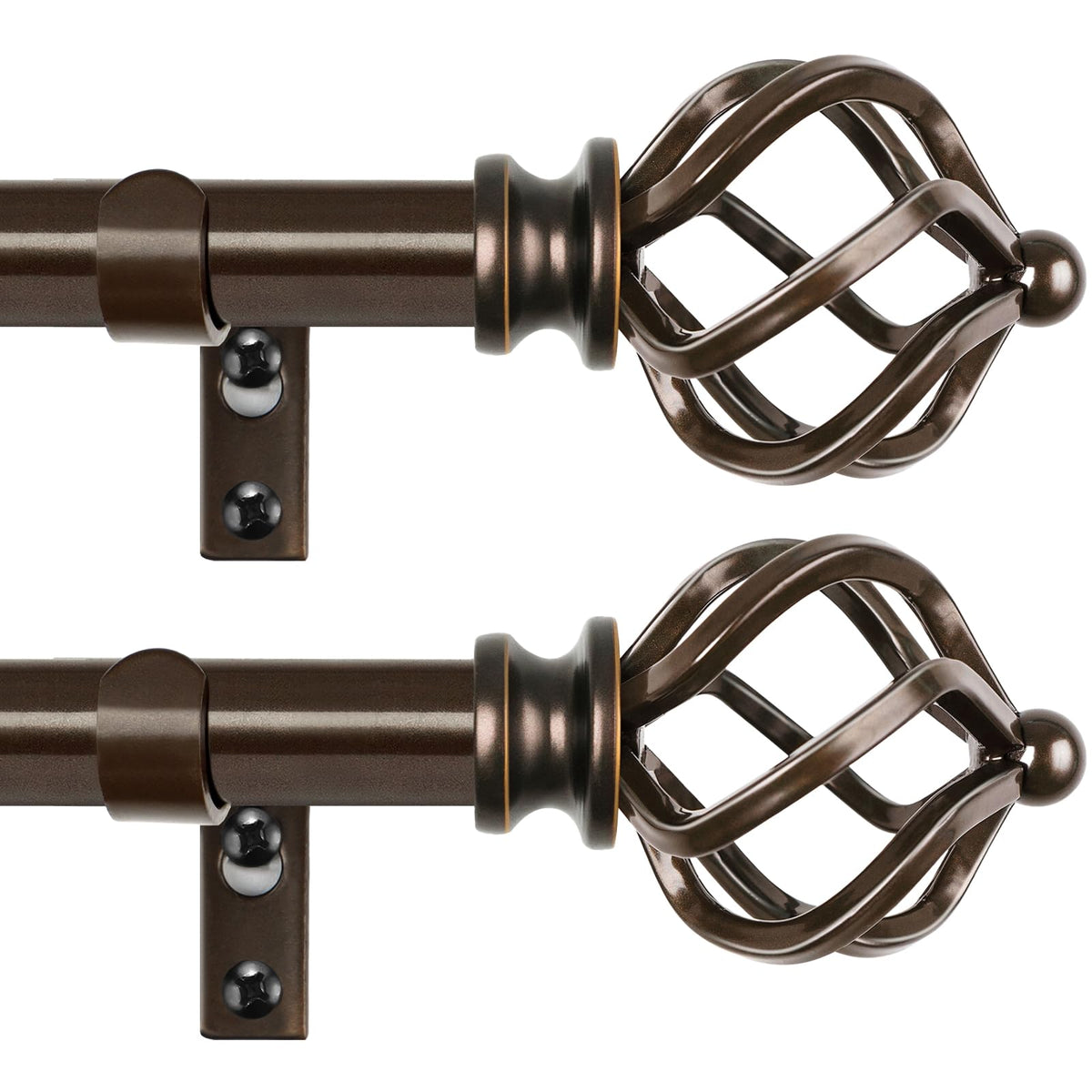 KAMANINA Silver Curtain Rod 32 to 58 Inch, Adjustable Window Treatment Rods