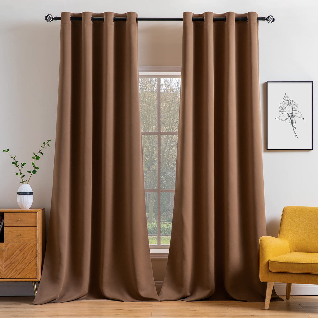 MIULEE Olive Blackout Bedroom Curtains Drapes 84 Inch Long 52"x84"