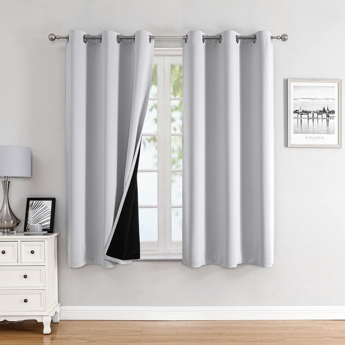 ChrisDowa 100% Blackout Curtains for Bedroom 63 Inches Long 2 Panels Set