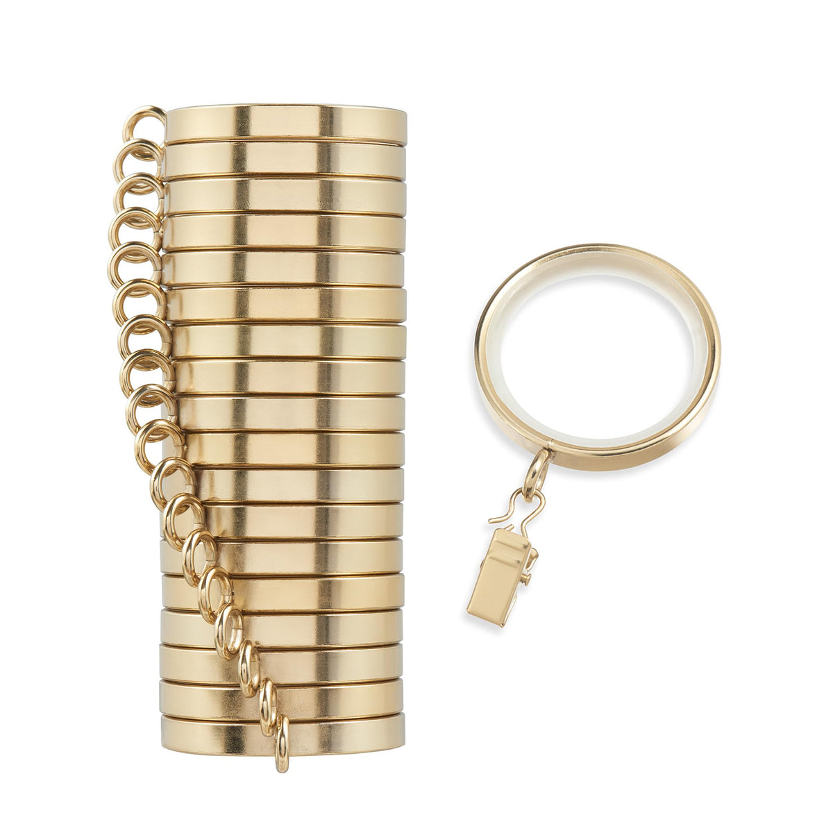 MODE Cambria Designer 1-5/8" Brushed Gold Curtain Rings - 18 Count