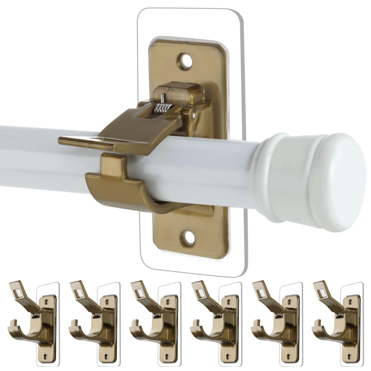 Antimbee No-Drill Curtain Rod Holders Brackets, 6-Pack, Self Adhesive-20lbs