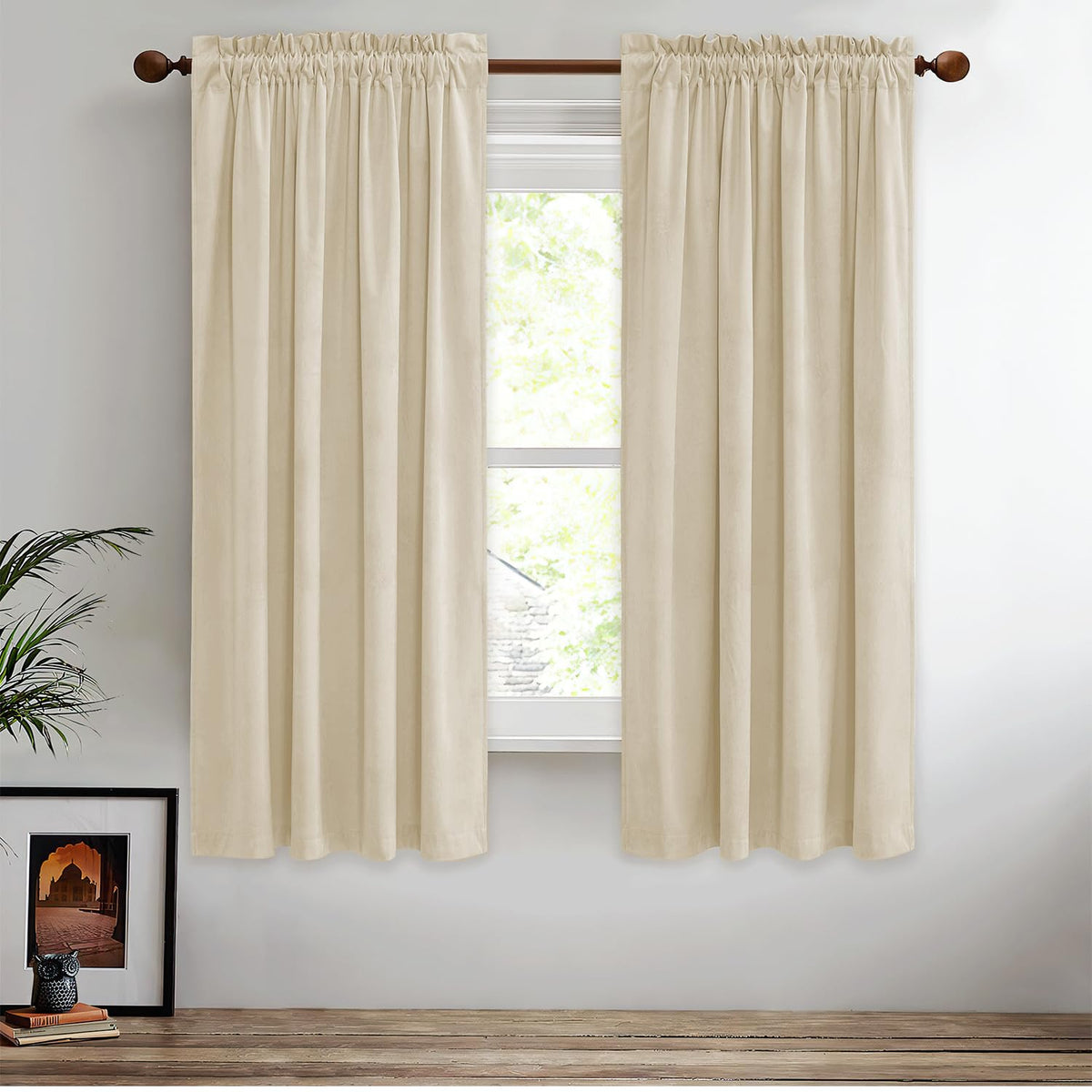StangH Theater Red Velvet Curtains for Living Room Christmas Decor 2 Panels